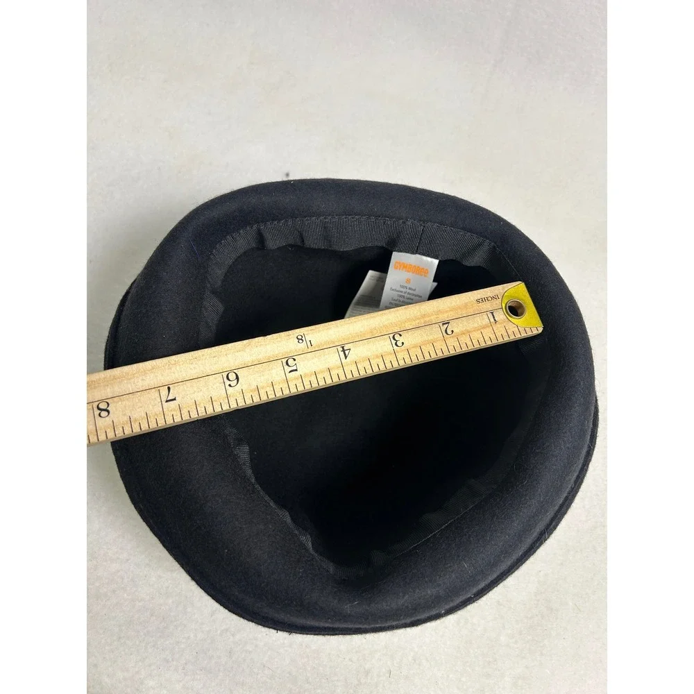 Vintage Style Gymboree Girls Small Black 100% Wool Felt Cloche Bow Hat NWT